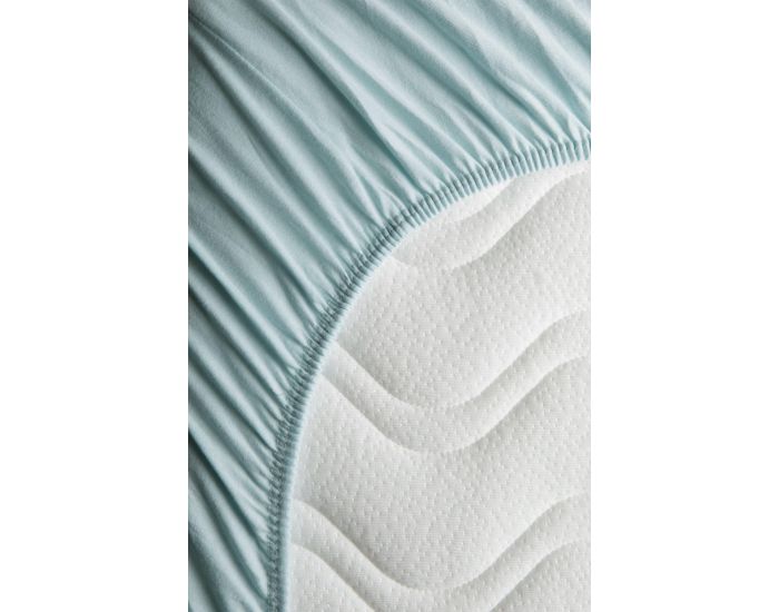 KADOLIS Drap Housse Coton Bio - Enfant Bleu C�ladon 90 x 140 cm (2)