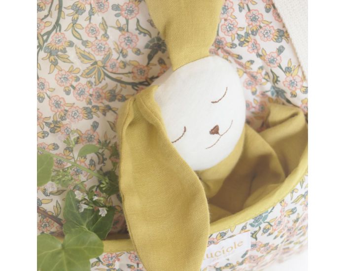 LUCIOLE ET CIE Doudou Lapin en Gaze de Coton Biologique - Jaune Safran (1)