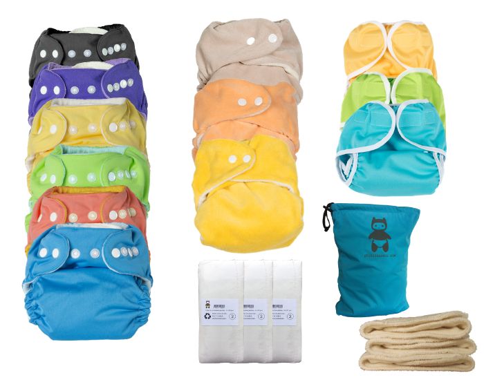 P'TITS DESSOUS Pack Complet de Couches Lavables - Gros Mouilleur - Taille Unique (3-15 kg) (1)