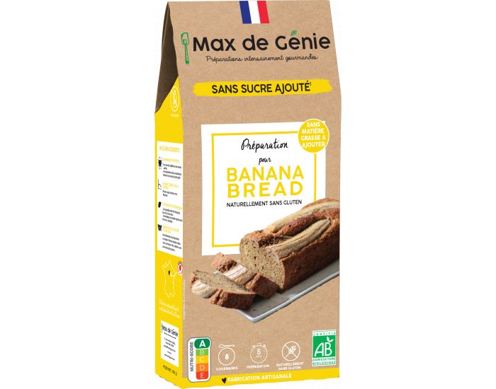MAX DE GENIE Pr�paration Bio IG Bas - Banana Bread Sans Gluten - 200g (1)