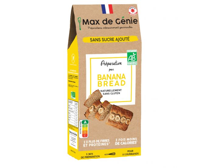 MAX DE GENIE Pr�paration Bio IG Bas - Banana Bread Sans Gluten - 200g (2)