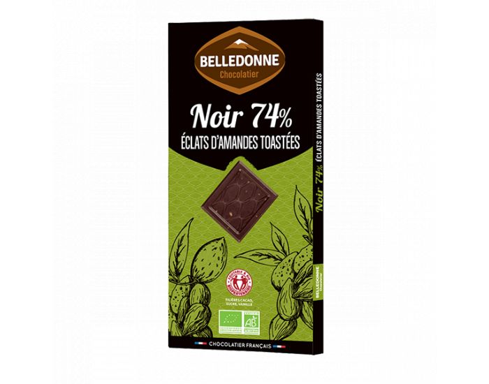 BELLEDONNE Tablette Noir 74% Amandes Bio - 100 g (1)