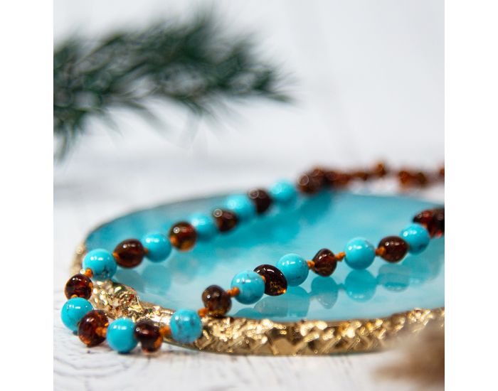 IRREVERSIBLE Box Bracelet Et Collier Bb / Bracelet Adulte - Ambre / Turquoise Bleue (5)