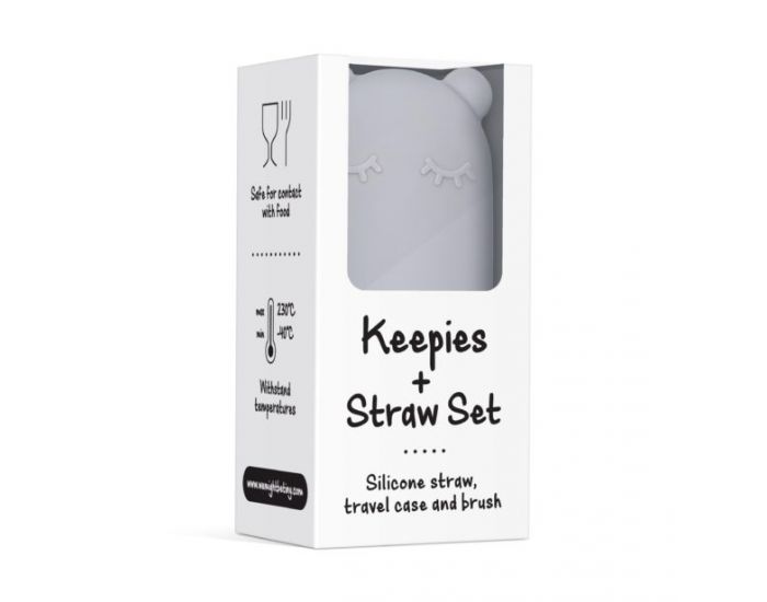 WE MIGHT BE TINY Keepies Paille Avec Etui Ours - Gris (12)
