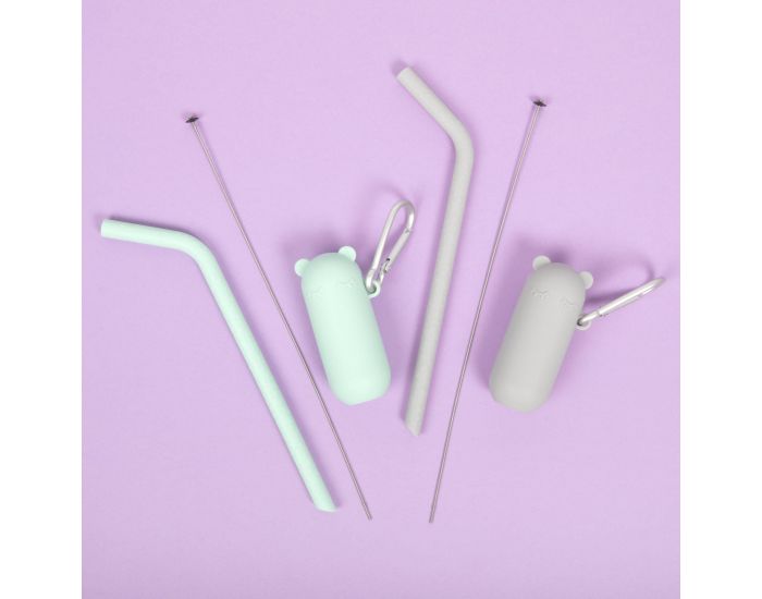 WE MIGHT BE TINY Keepies Paille Avec Etui Ours - Gris (8)