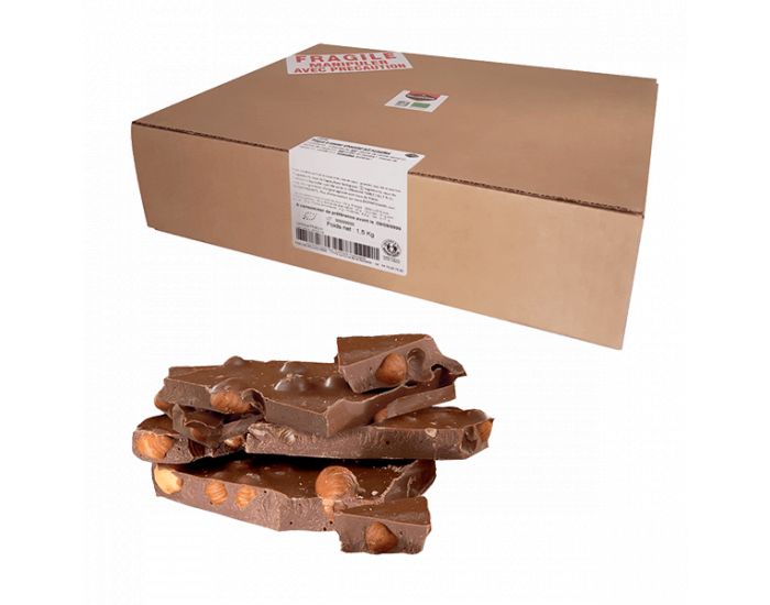 BELLEDONNE Plaque A Casser Chocolat Lait Noisettes Bio Vrac - 1.5 kg (1)
