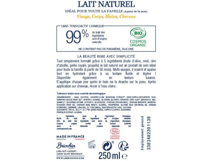 BRIOCHIN DEPUIS 1919 Lait Naturel Cosmos - 250ml (2)