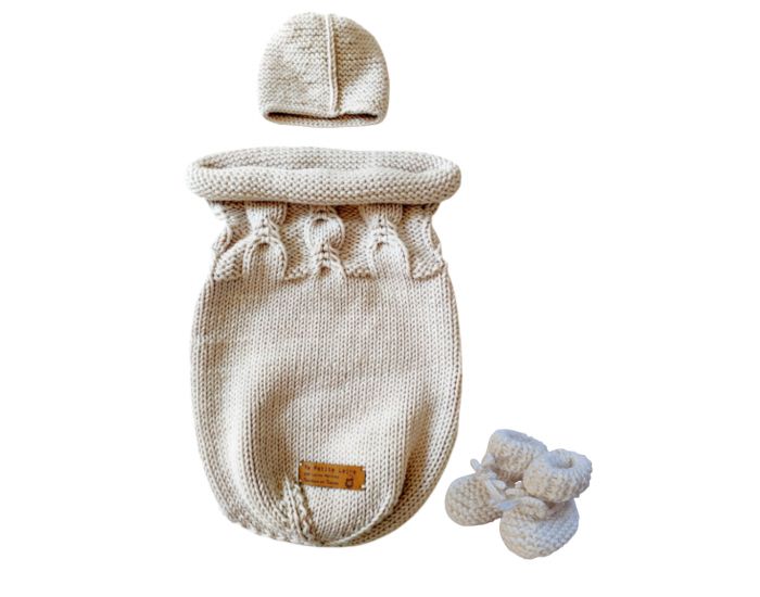 MA PETITE LAINE Trousseau Laine Merinos (Cocon, Bonnet, Chaussons) 0-6 Mois (4)
