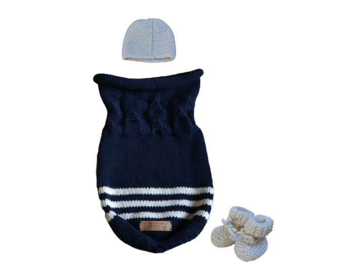 MA PETITE LAINE Trousseau Laine Merinos (Cocon, Bonnet, Chaussons) 0-6 Mois (5)