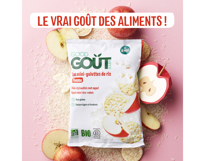 GOOD GOUT Mini-Galettes de Riz  la Pomme pour Bb - 40 g - Ds 10 mois (1)