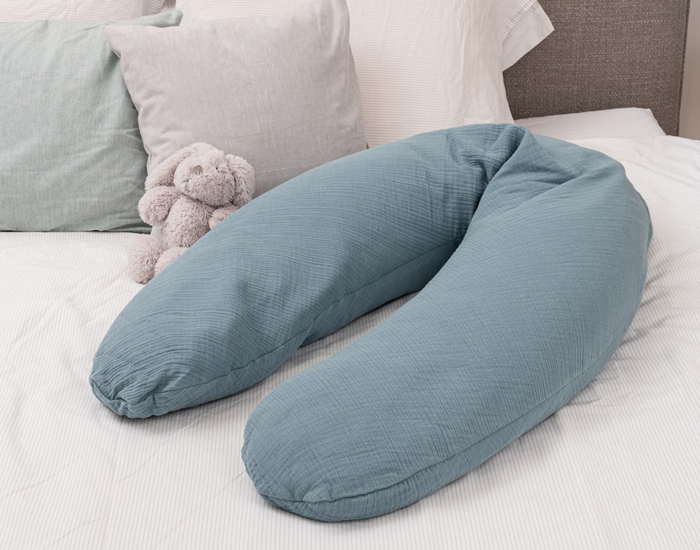 DOOMOO BASICS Coussin de Maternit en Coton Bio Comfy Big  Tetra Blue (2)