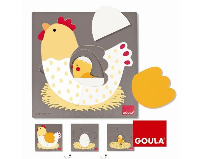 GOULA Puzzle Poule, Oeuf, Poussin - Ds 12 mois  (1)