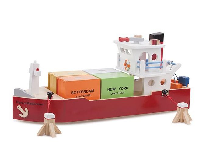 NEW CLASSIC TOYS Bateau-container avec 4 containers - D�s 3 ans (1)