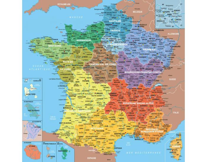 MICHELE WILSON Puzzle Carte de France des Rgions - 24 Pices - Ds 4 ans  (1)