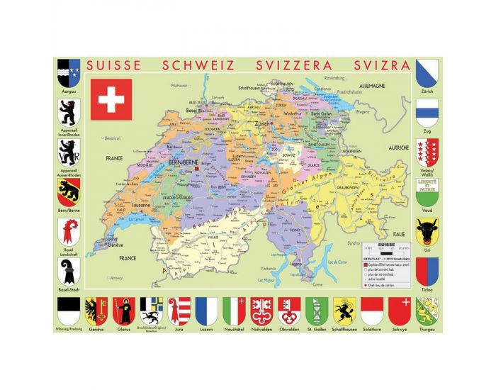 MICHELE WILSON Puzzle Carte de Suisse - 50 Pices - Ds 6 ans  (1)