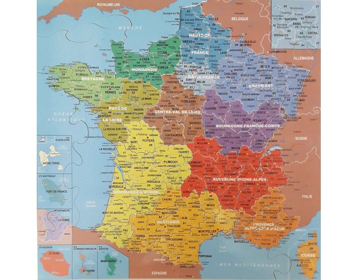 MICHELE WILSON Puzzle Carte de France des Dpartements - 100 Pices - Ds 8 ans  (1)