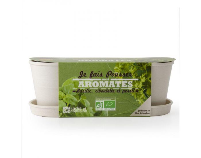 RADIS ET CAPUCINE Jardini�re en Bambou Aromates Bio (2)