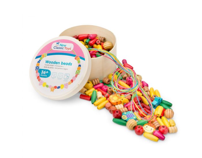 NEW CLASSIC TOYS Bote de perles en bois - 100 gr - Ds 3 ans (1)