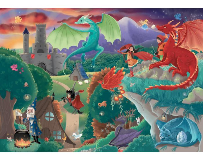 MICHELE WILSON Puzzle Les Dragons - 50 Pices - Ds 6 ans (1)