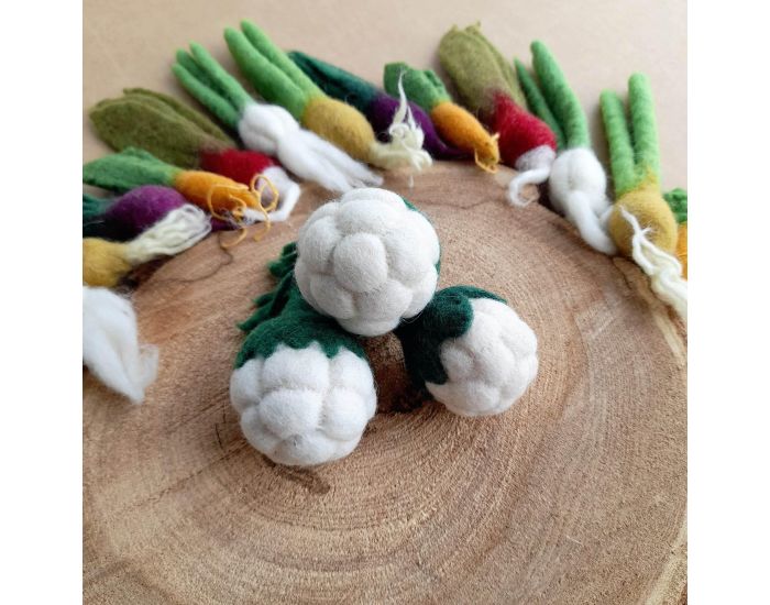 PAPOOSE TOYS Mini L�gumes en Laine Feutr�e - 3 Choux-Fleurs - D�s 3 ans (2)