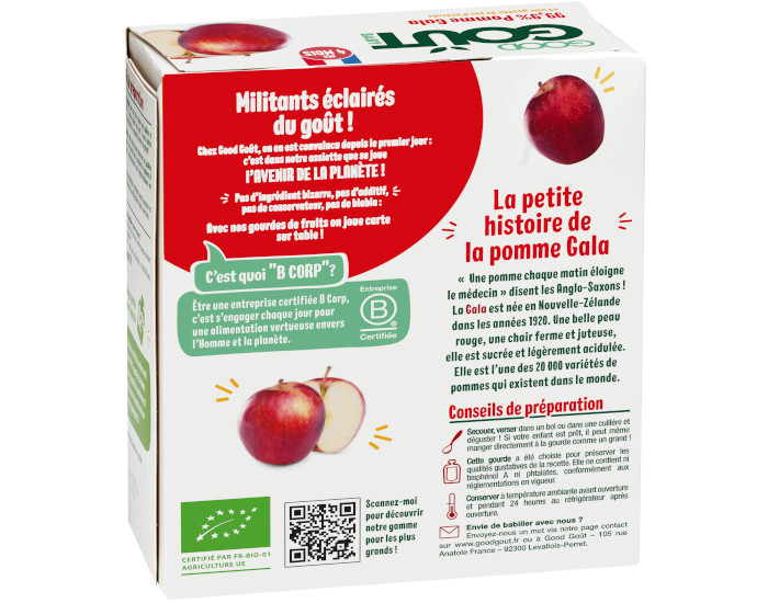GOOD GOUT Pack de 4 Gourdes Pomme Gala - Pure Bb 85g - Ds 4 mois  (1)