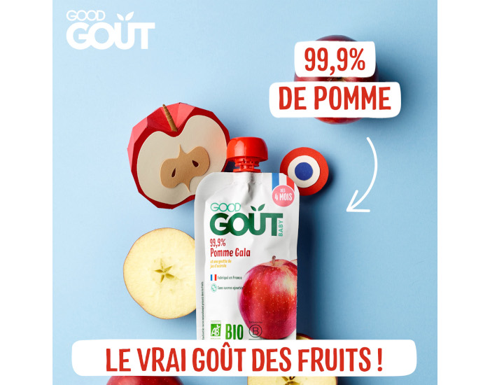 GOOD GOUT Pack de 4 Gourdes Pomme Gala - Pure Bb 85g - Ds 4 mois  (2)