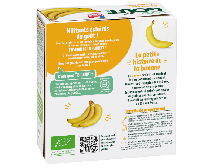 GOOD GOUT Pack de 4 Gourdes de Fruits 85 g pour Bébé - Banane - Dès 4 mois (1)