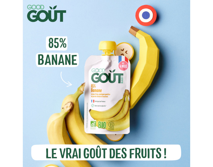 GOOD GOUT Pack de 4 Gourdes Banane - Pure Bb 85g - Ds 4 mois (2)