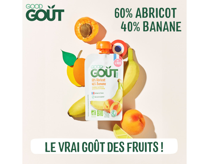 GOOD GOUT Gourde Banane Abricot - Pure Bb 120 g- Ds 4 mois (1)
