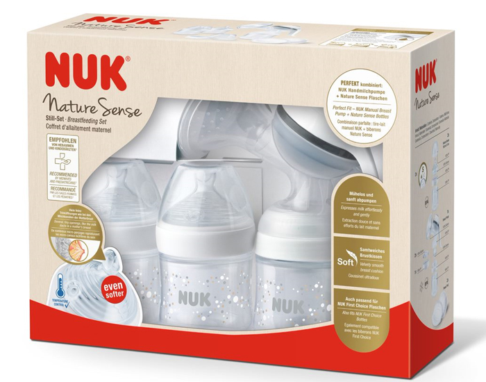 NUK Coffret Allaitement - Tire-lait Manuel Nature Sense Temperature Control (1)