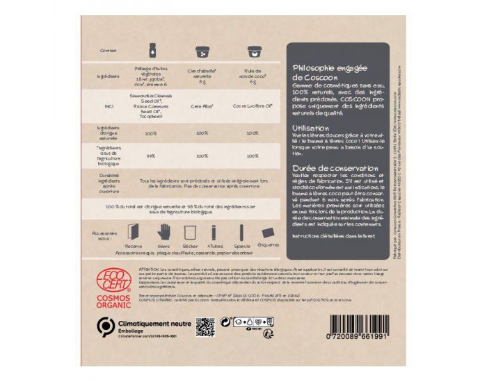 COSCOON Baume � L�vres Bio Parfum Coco - Coffret Cosmetique Maison (8)
