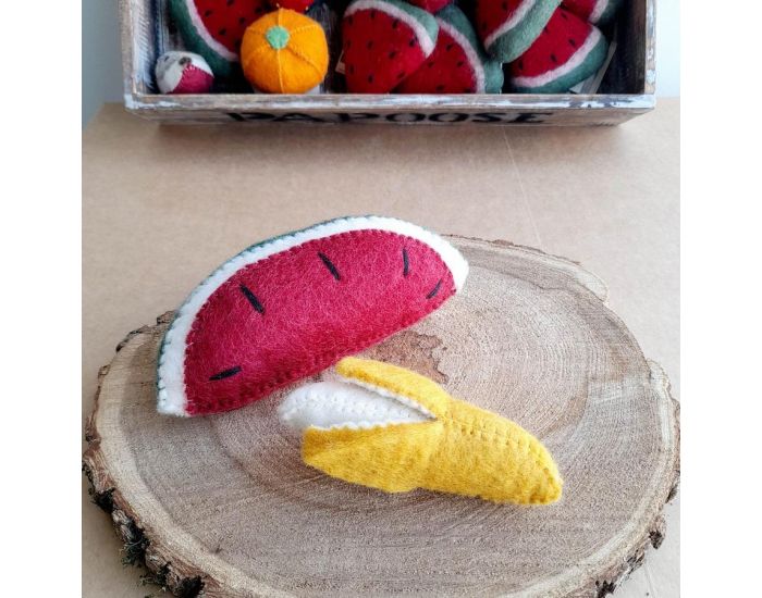 PAPOOSE TOYS Fruits en Laine Feutr�e - Banane et Past�que - D�s 3 ans (2)