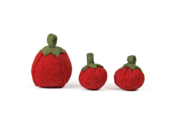 PAPOOSE TOYS L�gumes en laine feutr�e - 3 tomates - PAPOOSE TOYS (6)