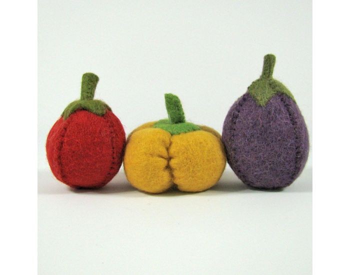 PAPOOSE TOYS L�gumes en Laine Feutr�e - Tomate, Poivron, Aubergine - D�s 3ans (12)