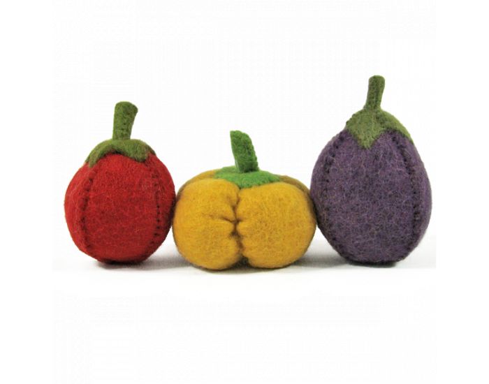 PAPOOSE TOYS L�gumes en Laine Feutr�e - Tomate, Poivron, Aubergine - D�s 3ans (5)