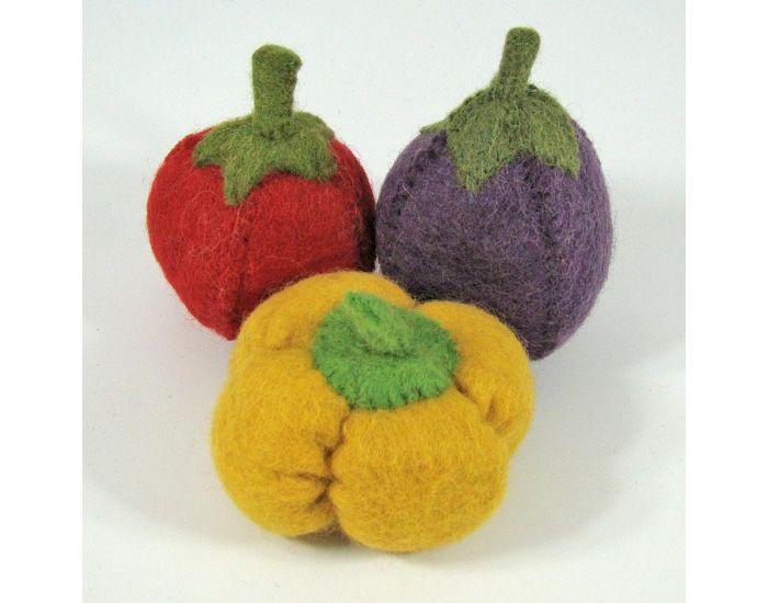 PAPOOSE TOYS L�gumes en Laine Feutr�e - Tomate, Poivron, Aubergine - D�s 3ans (10)