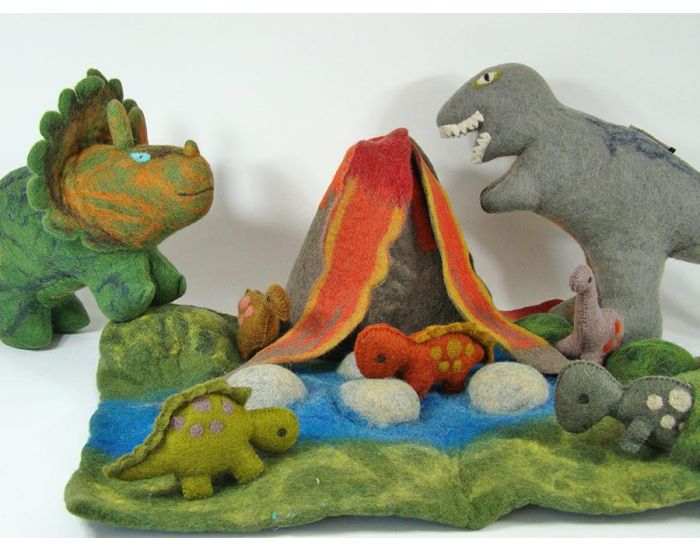 PAPOOSE TOYS Monde des Dinosaures en Laine Feutre - Volcan et Lave - Ds 3 ans (1)