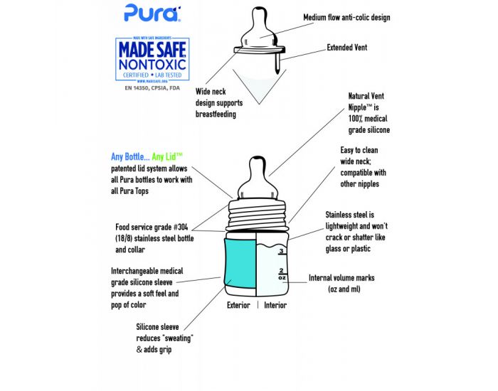  PURA Biberon Evolutif en Inox - 150 ml (4)