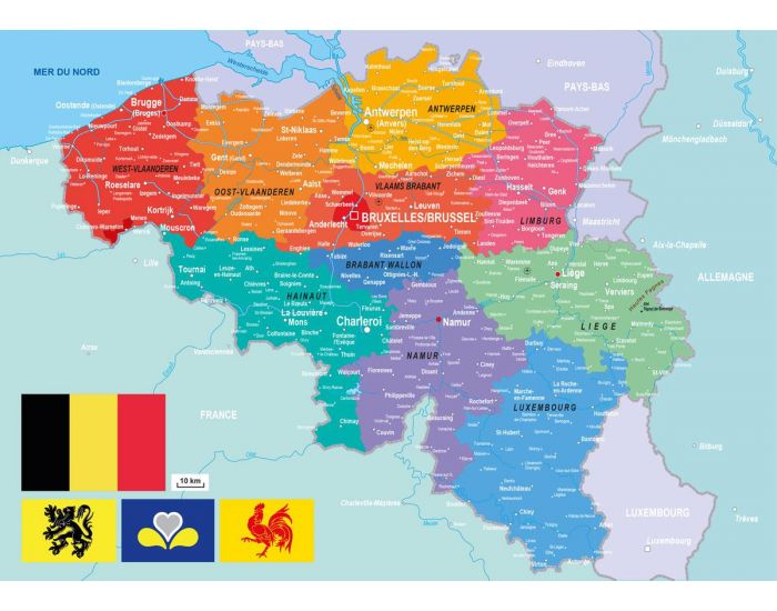 MICHELE WILSON Puzzle Carte de la Belgique - 24 Pices - Ds 4 ans  (1)