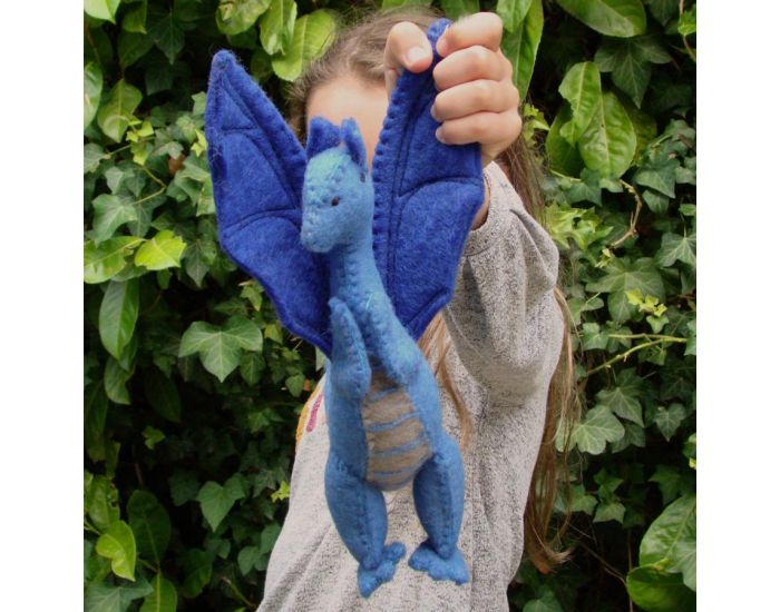PAPOOSE TOYS Grand Dragon en Laine Feutr�e - Bleu - D�s 3 Ans (3)