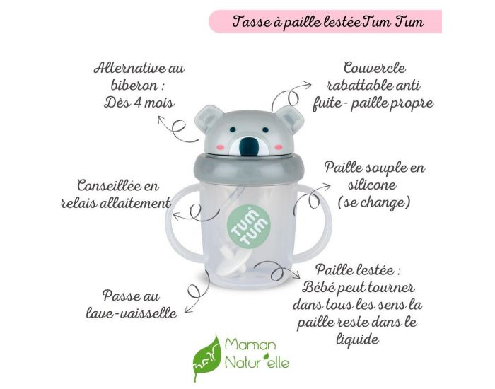 TUM TUM Tasse Anti Fuite + Paille Lest�e - Koala (1)