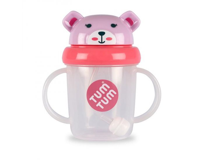 TUM TUM Tasse Anti Fuite + Paille Lest�e - Ourson Rose (5)