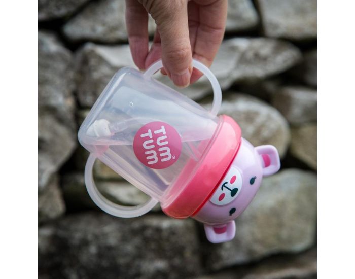 TUM TUM Tasse Anti Fuite + Paille Lest�e - Ourson Rose (7)