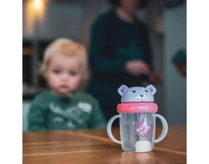 TUM TUM Tasse Anti Fuite + Paille Lest�e - Ourson Rose (8)