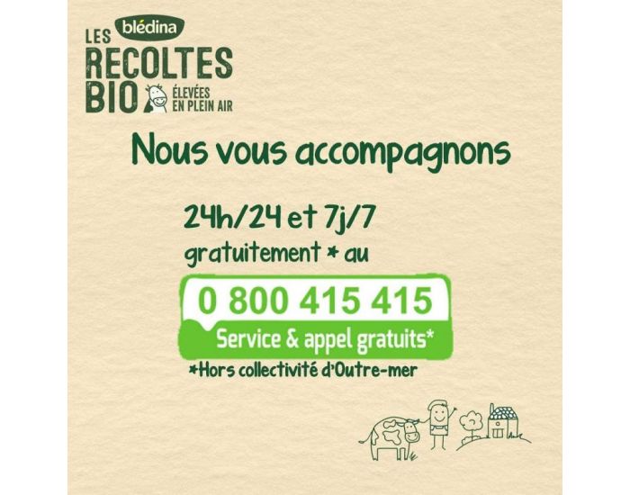 BLEDINA Les R�coltes Bio - Lot de 6 Bo�tes de Lait en Poudre de Croissance 3 800g - De 12 � 36 Mois (3)