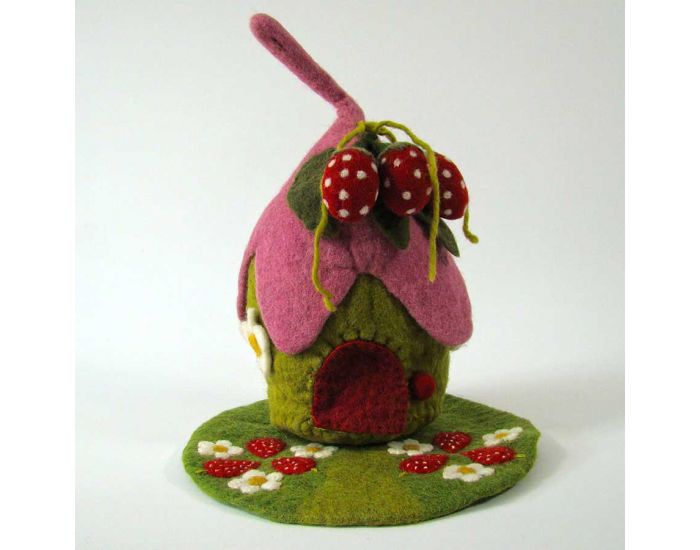 PAPOOSE TOYS Maison et Tapis en Laine Feutr�e - Fraise - D�s 3 ans (1)