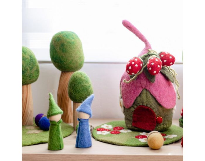 PAPOOSE TOYS Maison et Tapis en Laine Feutr�e - Fraise - D�s 3 ans (4)