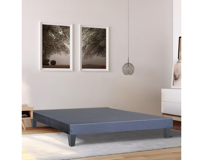 OLYMPE LITERIE Sommier Tapissier en kit - Gris Ciment - 2 Places (1)