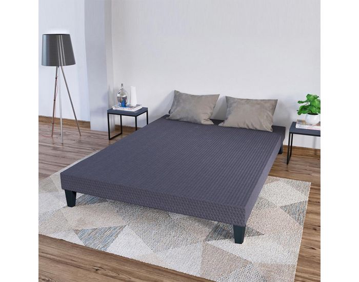 OLYMPE LITERIE Sommier Tapissier en kit - Gris Ciment - 2 Places (15)