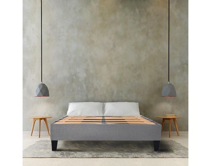 OLYMPE LITERIE Sommier en Kit ErgoStar - Gris Clair - 2 Places (1)